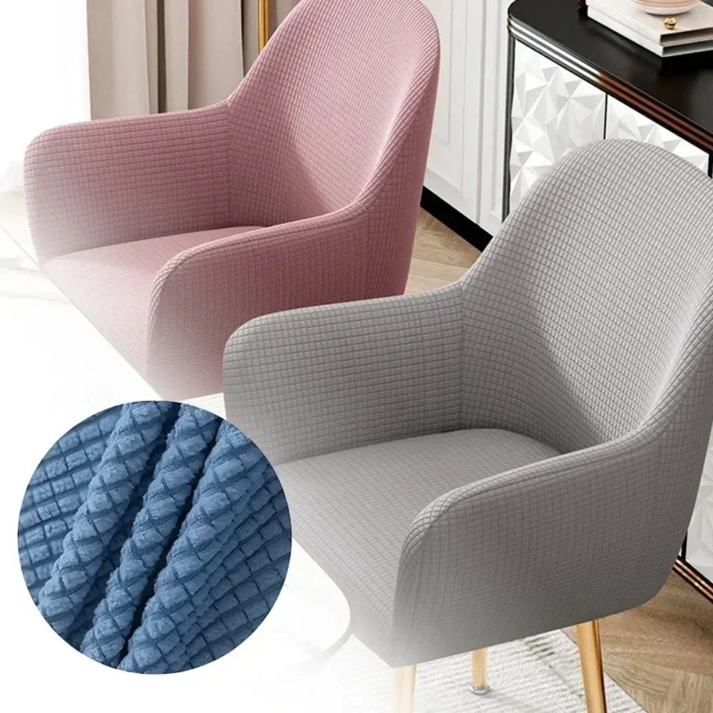 New Solid Color Dining Table Chair Cushion Cover One-piece Curved Nordic Low Back Plus Full Bag with Armrests Backrest Chair Set