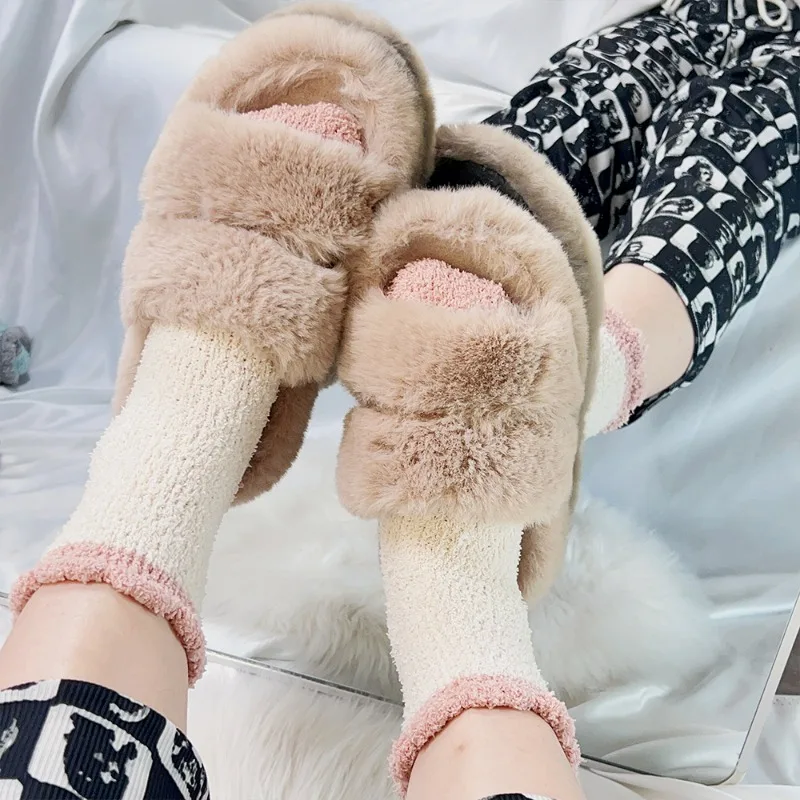 Winter Coral Velvet Socks for Women Girls Keep Warm Soft Crew Socks Kawaii Japanese Thickened Fluffy Long Sleep Socks Underwear