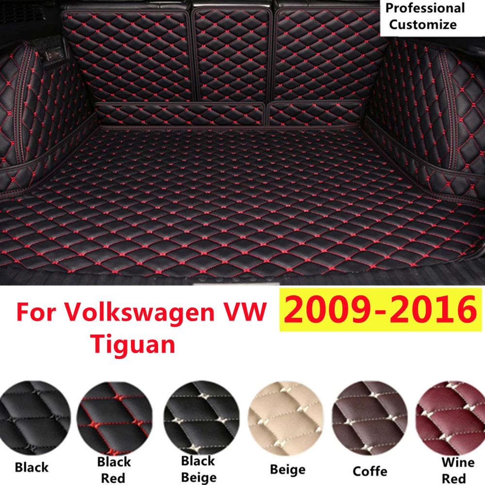 SJ Full Set Custom Fit For Volkswagen VW Tiguan 2016 2015 2014-2009 Auto Fittings Car Trunk Mat Tail Boot Tray Liner XPE Leather