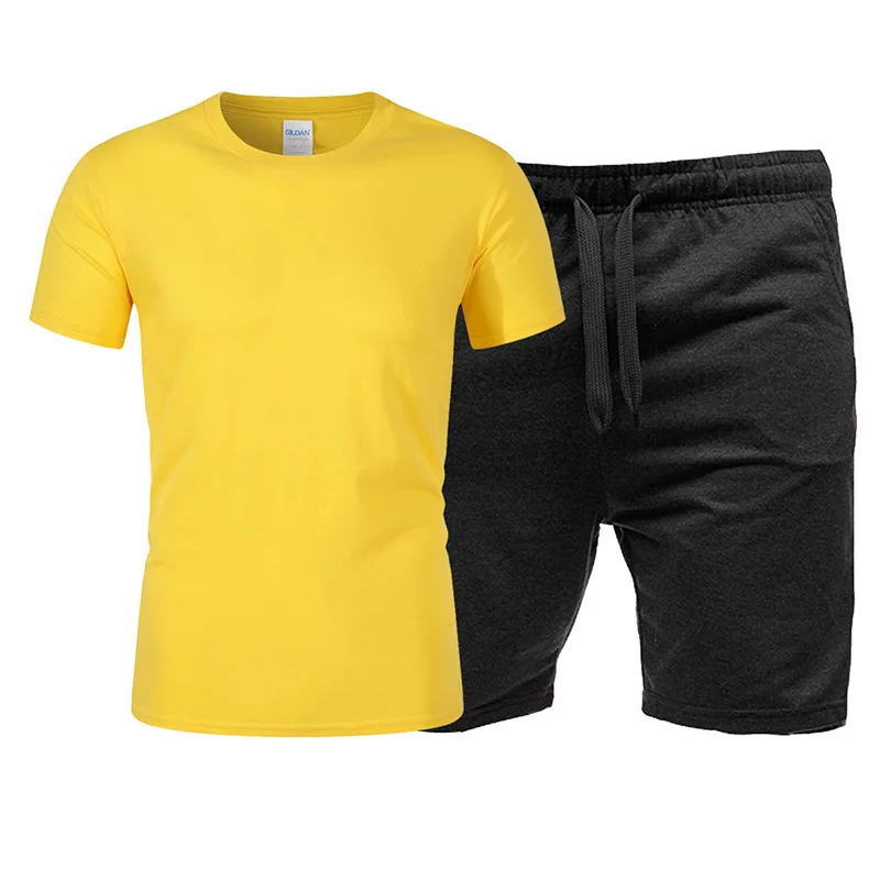 

Men's Summer Basic Basketball Uniform Short-sleeved T-shirt Shorts Suit Running Fitness Solid Color Versatile Sports Shorts