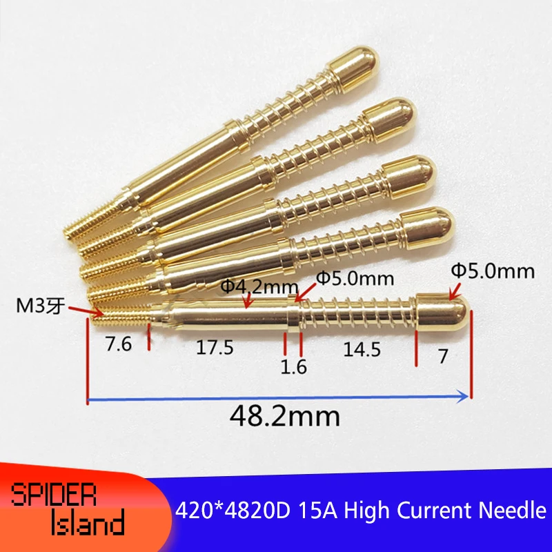 

50pcs PCB Test High Current Probe HRS420D Round Head 1000g Current Needle Pin M3 threaded current needle 420*4820D15A round head