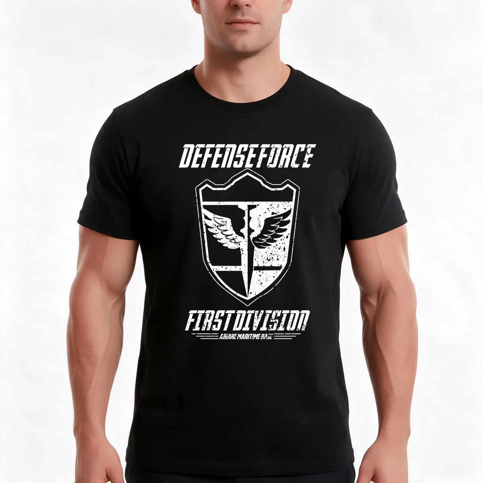 KAIJU No 8: DEFENSE FORCE FIRST DIVISION (WHITE/GRUNGE) T-Shirt, Summer Casual Cotton Tee, Oversized Streetwear Tops