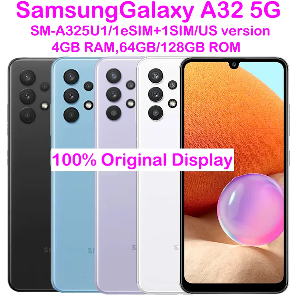 

Восстановленный смартфон Samsung Galaxy A32 5G A325U, Android, 6,5 дюйма, 5000 мАч, квадрокамера 48 МП, Snapdragon, б/у, американская версия
