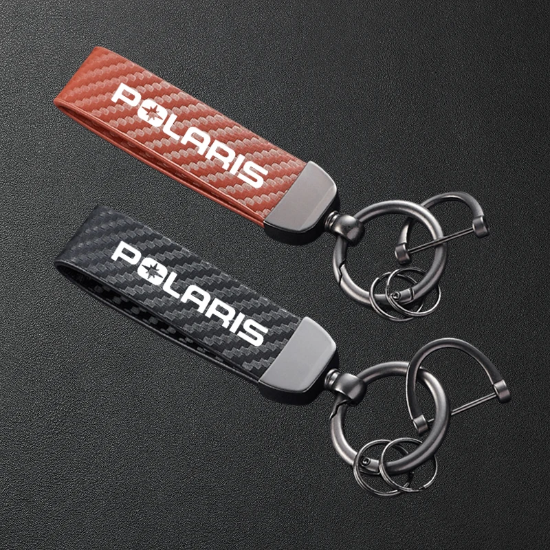 Für POLARIS Lustige Dekoration Auto-Zubehör Carbonfaser-Texturierter Leder-Schlüsselanhänger Autoschlüsselring