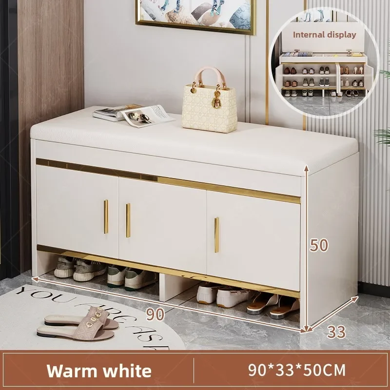 Shoe Change Stool Household Light Luxury Door Stool Entry Shoe Stool Can Sit Shoe Cabinet Soft Bag Seat Stool Integrated Storage