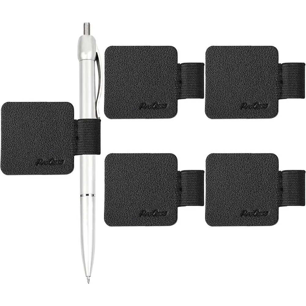 

Adhesive Leather Pencil Holder with Elastic Loop for Pens and Stylus Pens - Black