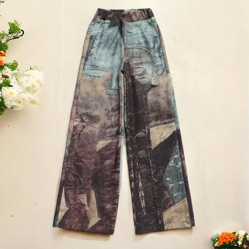 Kids Cargo Pants for Girls Jeans Wide Leg Trousers Teenagers Print Pants School Children Outfits Baby Clothes 5 7 9 12 13 Years