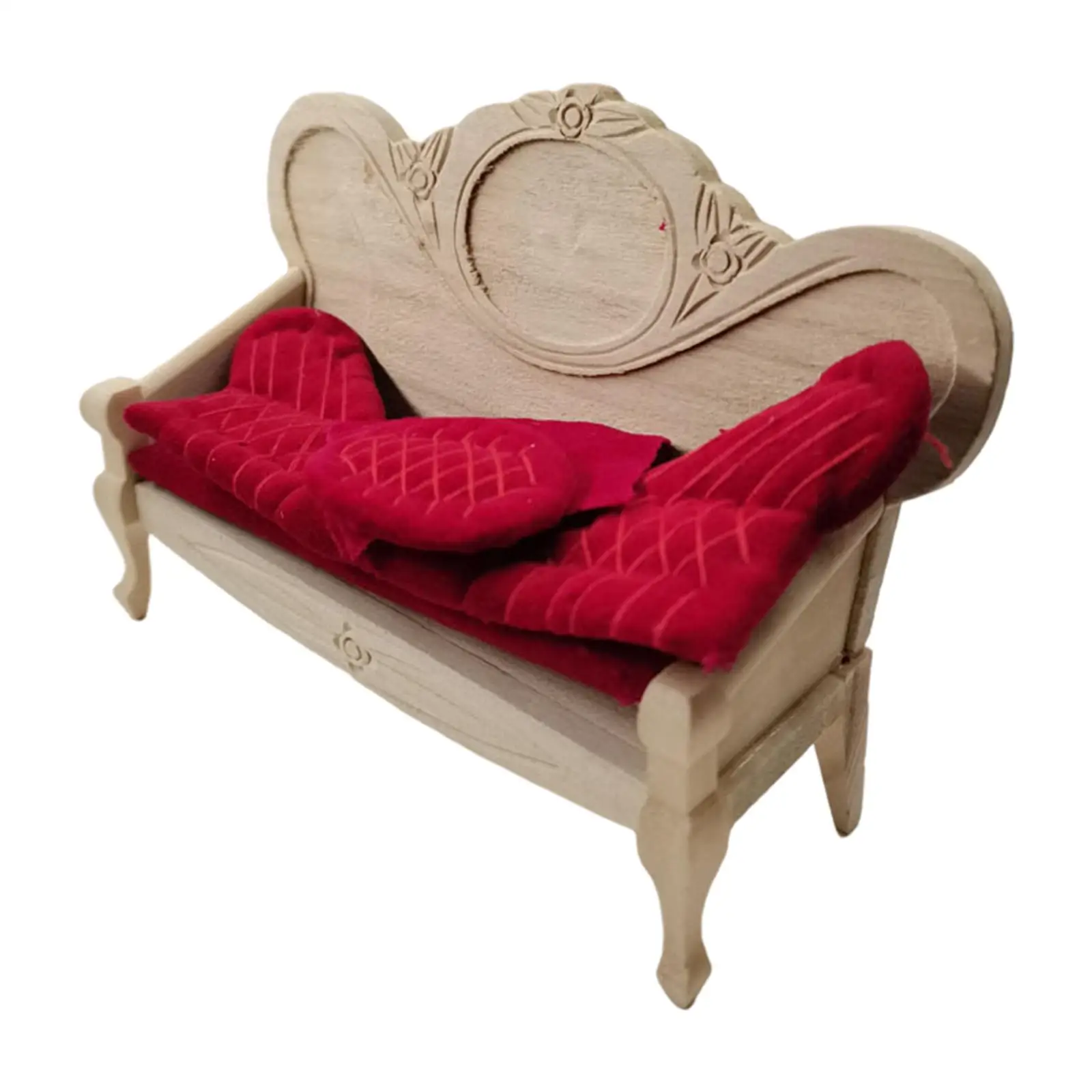 

1/12 Dollhouse Sofa Toy Vintage Miniature Couch for Living Room Doll House Decoration