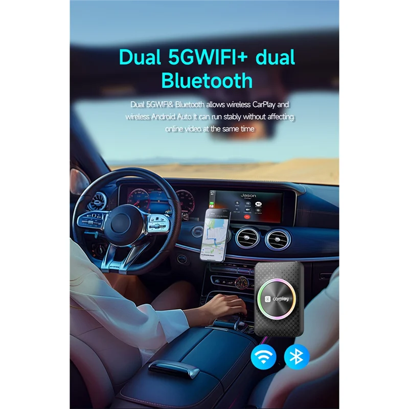 JABS-AI Box Wireless Carplay، لنظام Android Auto، التوصيل والتشغيل، لنظام Android RK 3528 4+ 32 جيجابايت، يدعم أي تطبيق HD OTA