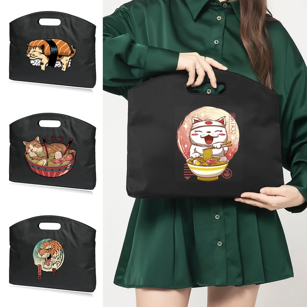Japan Cat Print Briefcase Weekend Travel Document Storage Bag New Laptop Protection Handbag Material Organize Pouch Accessories