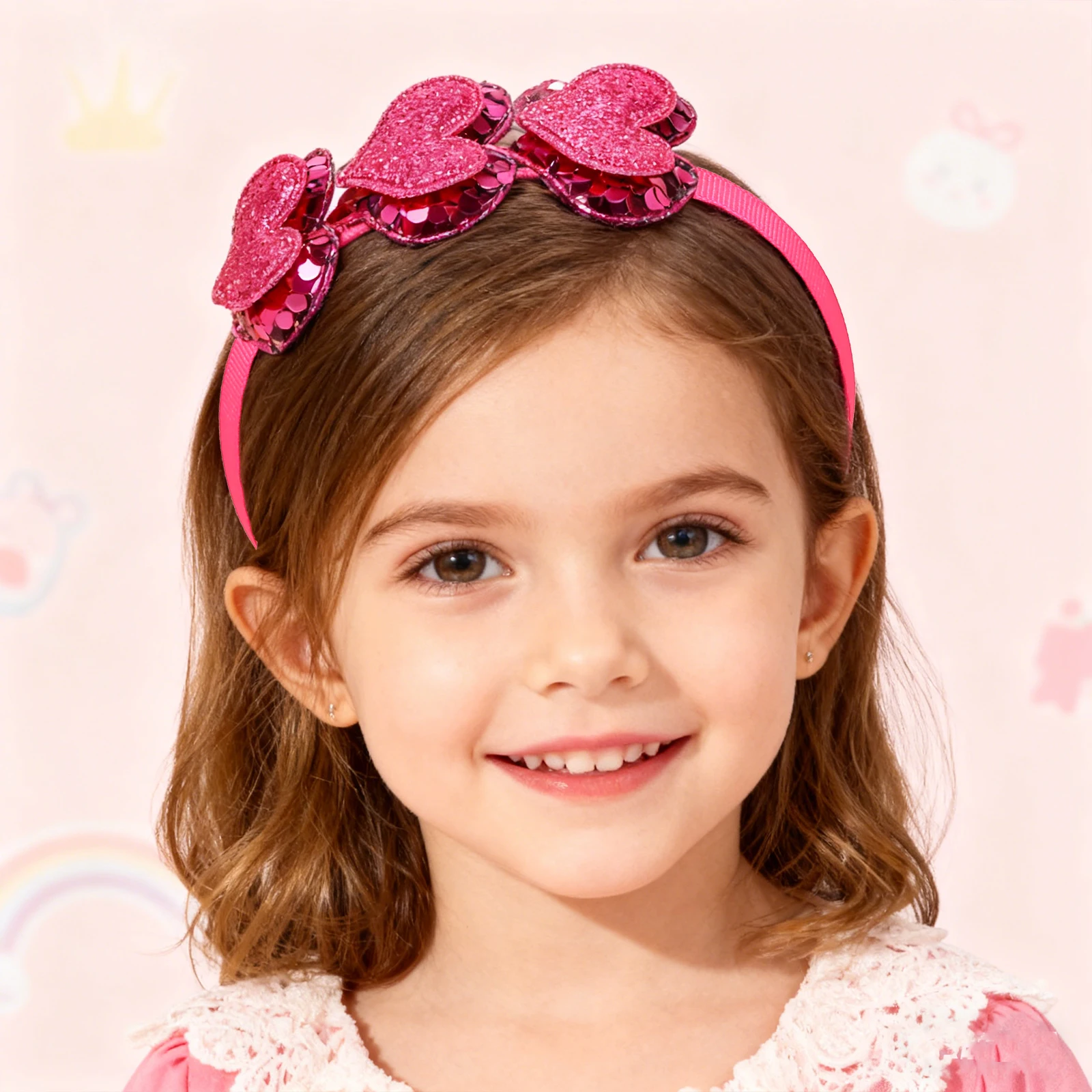 2/4pcs Glitter Heart Sequin Heart Decor Hair Hoops For Girls Fashion Cute Hair Accessories For Valentine’s Day Date Party Decor