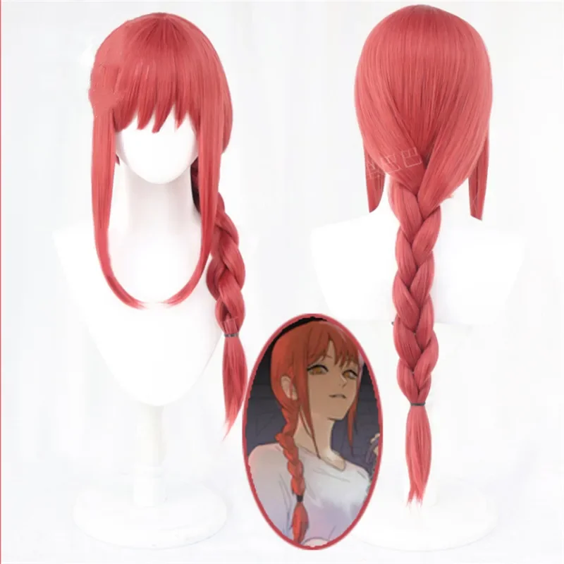 Anime Chainsaw Man Wig Makima Long Rose Red Hair Cosplay Wig Role Play Halloween Hair Synthetic 75cm  Anime Accessories