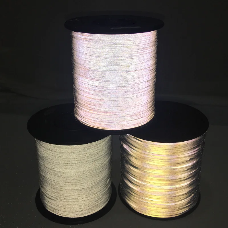 2.0mm 1000m/roll Two-sided Normal Light Reflective Thread For Weaving Webbing Garment Safety Product