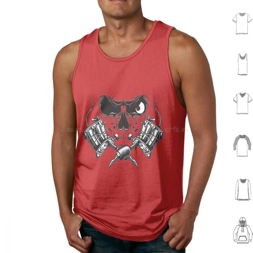 Skull Tattoo Tank Tops Print Cotton Skull Tattoo Skull Cranium Bean Brain Pan Deaths Head Hull Hoof Cask Bottom Barrel