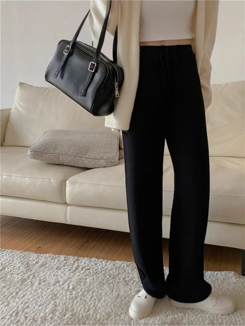 

Широкие брюки в японском стиле, женские зимние уличные брюки стандартной посадки, профессиональные теплые, с плюшевой подкладкой, трикотажные на подкладке из модала