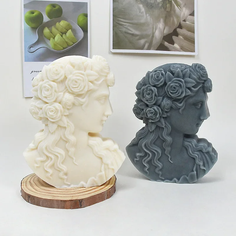 Rose Goddess Candle Silicone Mould European Goddess Statue Candle Silicone Mold European Women Statue Resin Molds Gypsum Mold