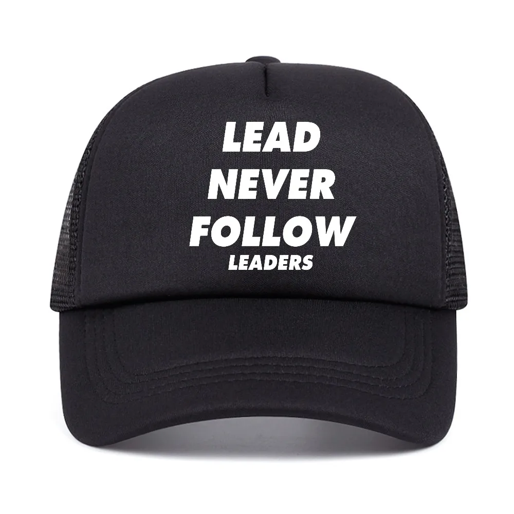 lead never follow leaders baseball cap man adult Adjustable mesh breathable visor Trucker Hat