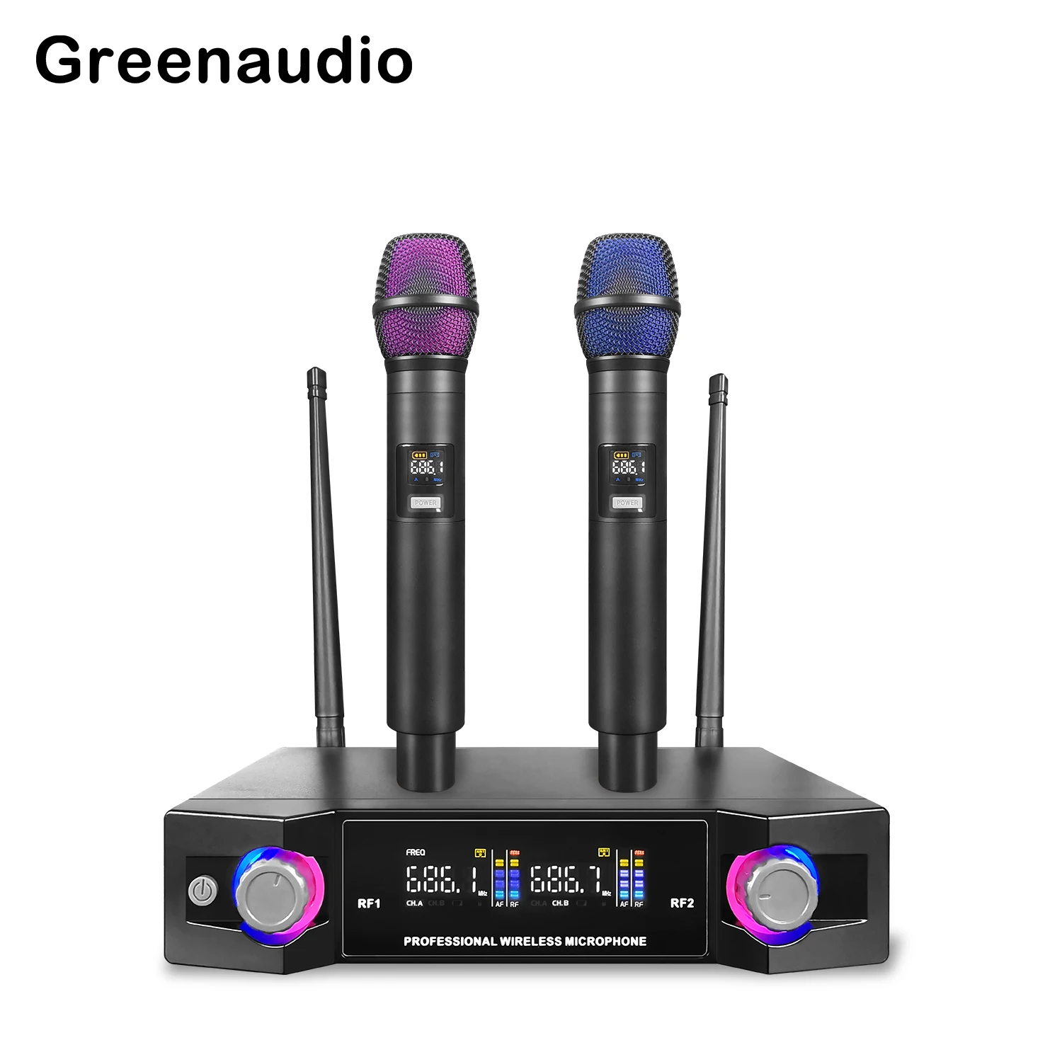 GAW-UK999 Professional Wireless Microphone One for Two Home Entertainment Home Sound Card Outdoor Audio Songs Karaoke Stage