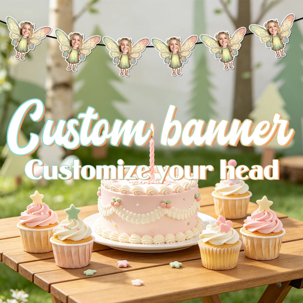 8-teiliges Set Maßgefertigte Feen-Geburtstagsparty-Dekoration Blumenfeen-Mädchen Banner für Feengarten-Themenparty-Zubehör