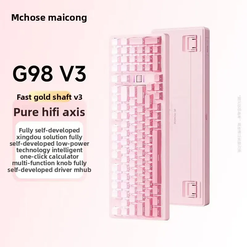 MCHOSE G98 V3 98 Percent Layout Mechanical Keyboard with Numpad ARGB 10000mAh Tri Mode Knob Hot Swap PC Desktop Setup