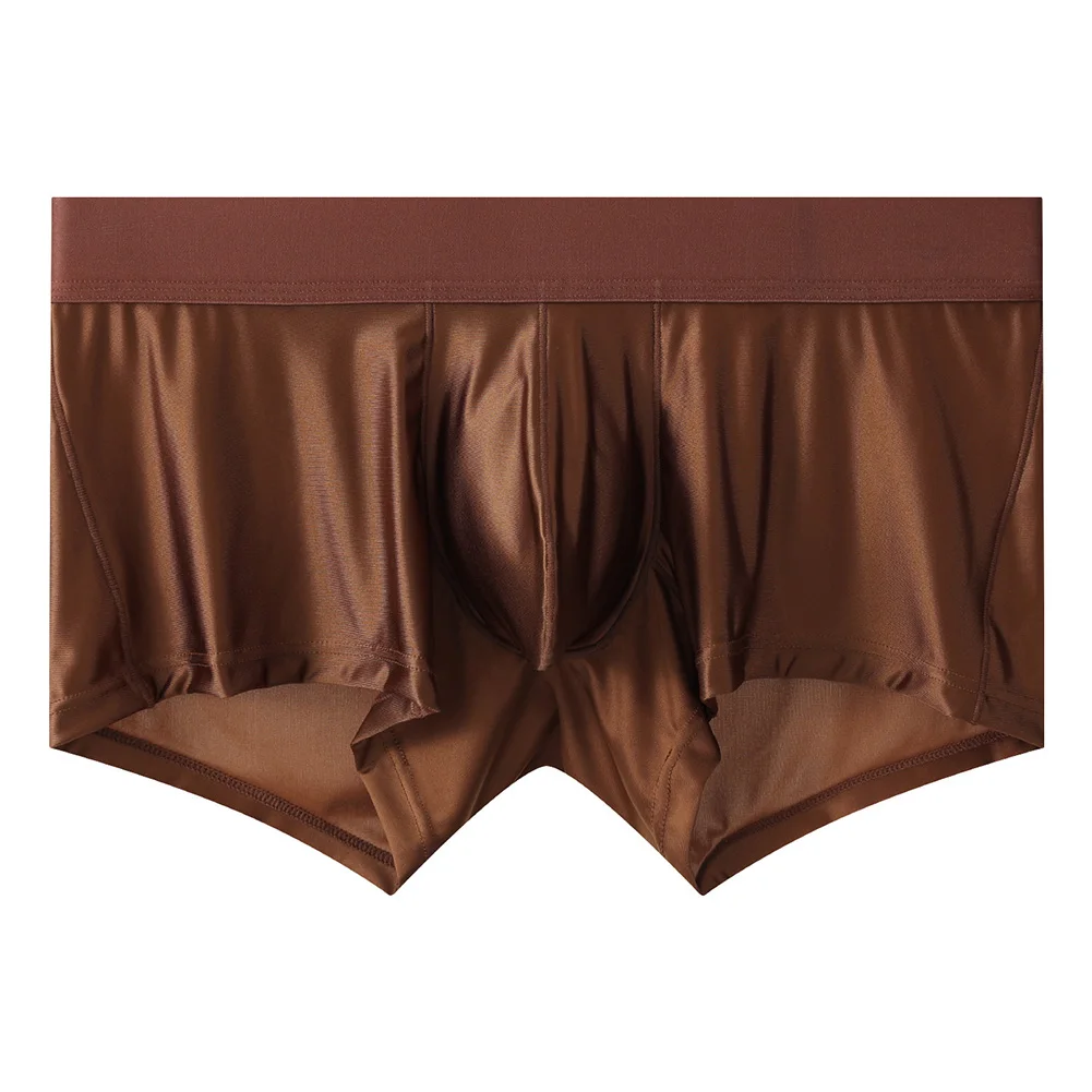 Mens Low-waist Boxer Shorts Satin-like Lingerie Ice Silk Trunks Extreme Men's Underwear Underpants Breathable Men's Clothing