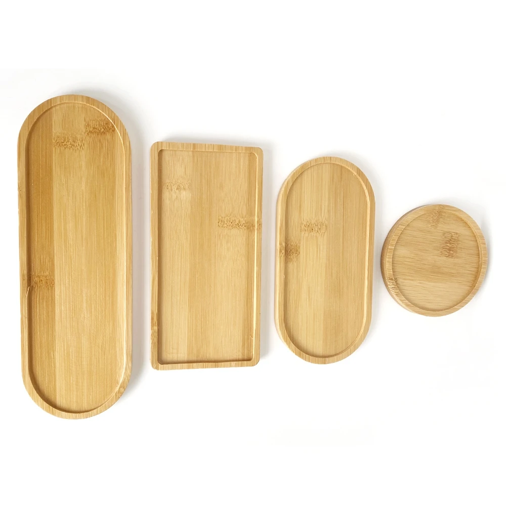 Household Storage Trays for Perfume Shower Shampoo Dispenser Container Stand Bamboo Wood Tray Bathroom Kitchen Pot Holder Decor