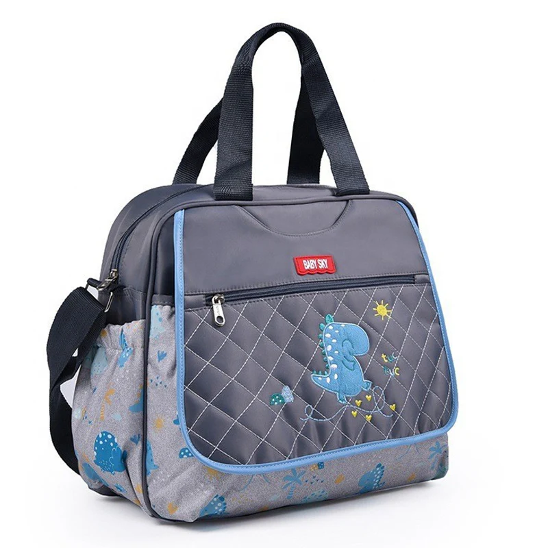 Diaper Bag Embroidered Dinosaur Pattern Tote Bag Crossbody Cartoon Baby Diaper Changing Bag With Changing Pad Baby Bag For Mom