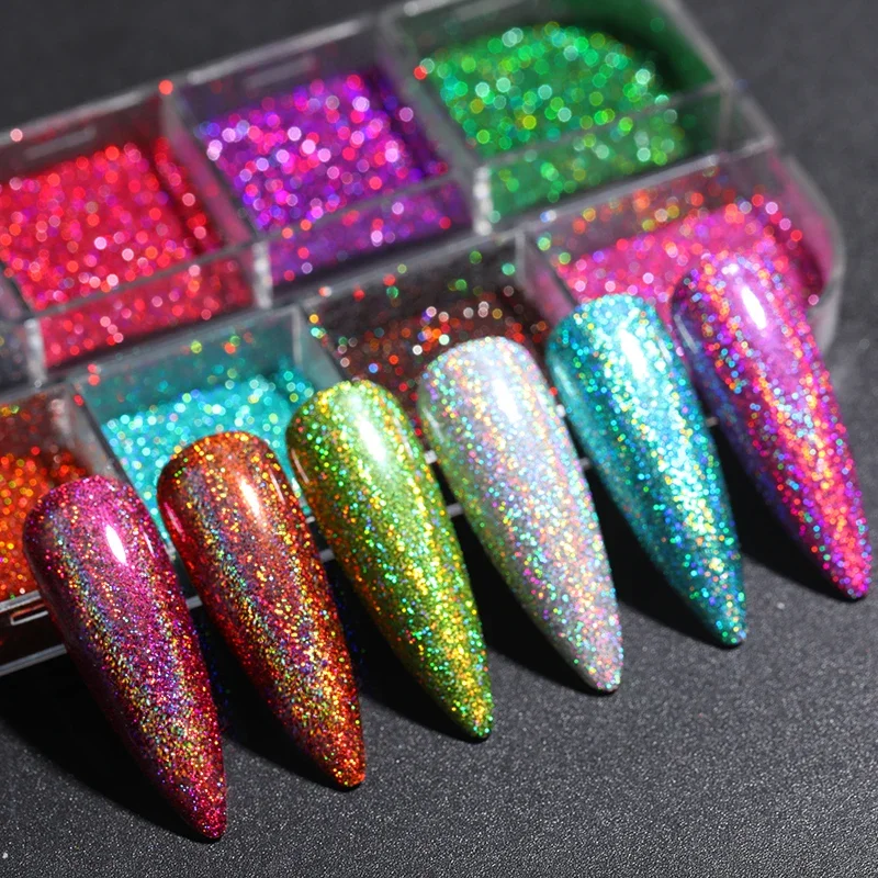 Iridescent Silver Nail Glitter Chrome Powder for Manicures UV Gel Pigment