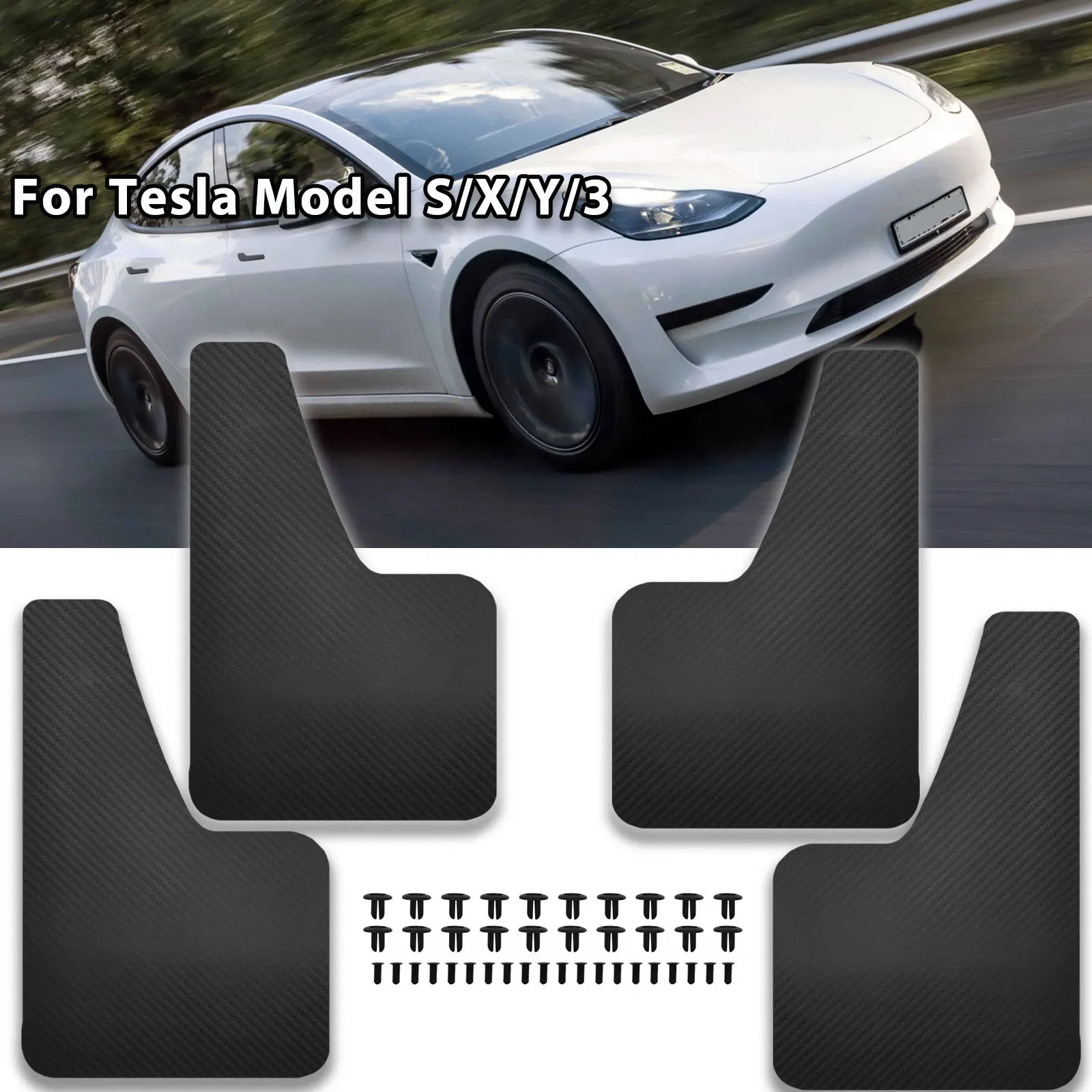 

Брызговики из углеродного волокна для Tesla Model S Model 3 Model X Y 2016 - 2022 2018 2019 2020 2021