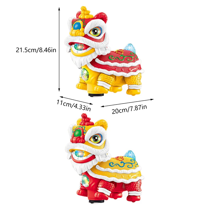 Chinesisches Löwentanzspielzeug, elektrischer Löwentanz mit Lichtern und Musik, lustiges Löwentanzspielzeug mit schüttelnden Köpfen für Kinder