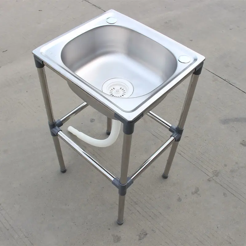 

Kitchen Thickened Stainless Steel Vegetable Washing Basin with Bracket Sink Single Basin Kitchen Sink