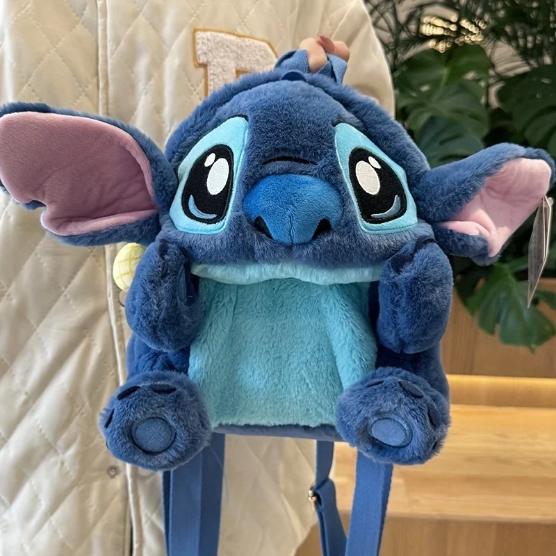 

New Cute Stitch Fashionable Backable Fuzzy Doll Mini Backpack, Cute Anime Toy Dolls, Plush Fluffy Zipper Girls Mini School Bag