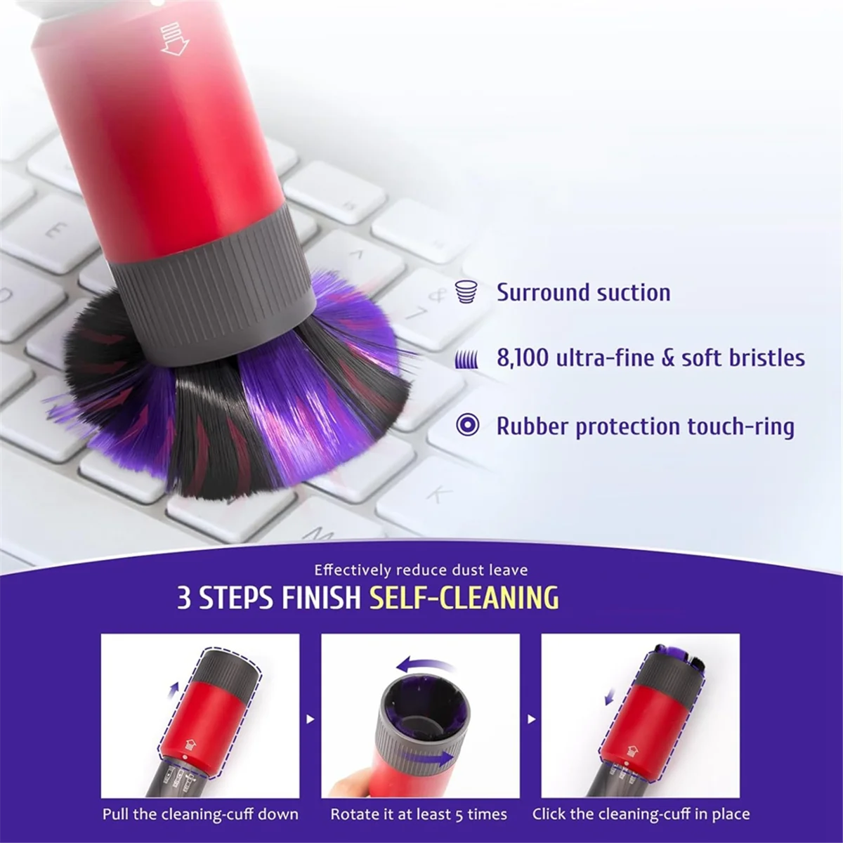 Dusting Brush + Flexible Extension Hose for V7 V8 V10 V11 V15 Vacuum Cleaner Self-Cleaning Soft Bristles Parts