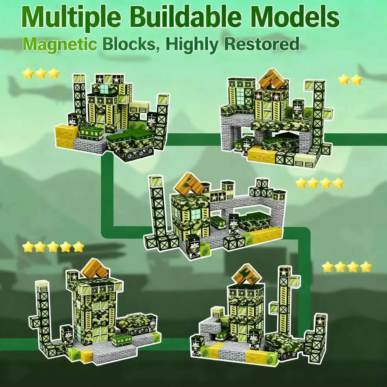 Blocos magnéticos do mundo militar-blocos de construção de montagem multiformato de ímã forte-brinquedo interativo de cena diy para pais e