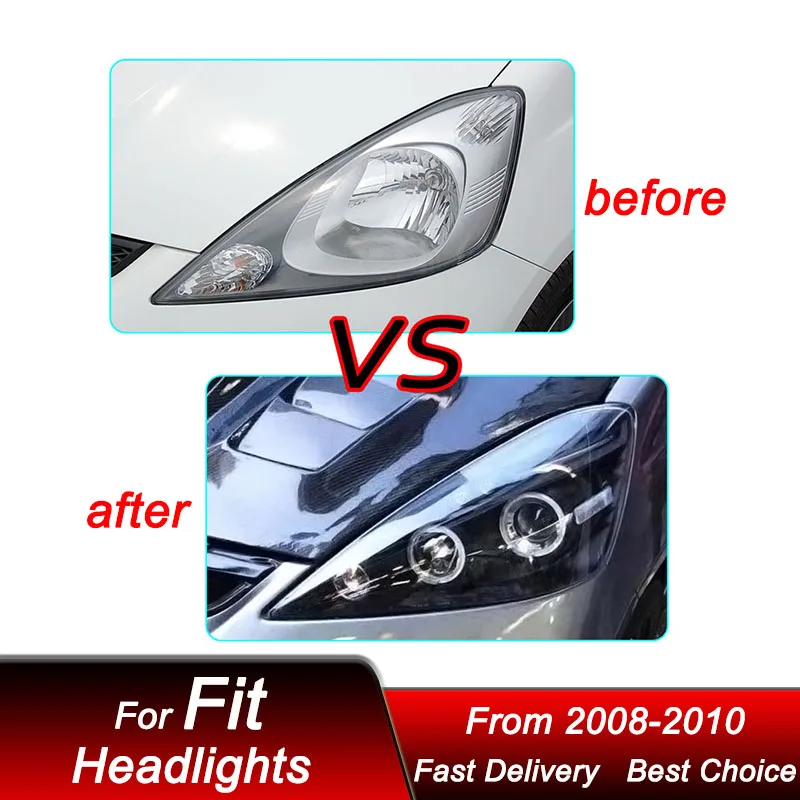 Car Headlights For Honda Fit GE8 2008-2010 new style full LED Assembly Upgrade High Configure Projector Lens Accessories Kit