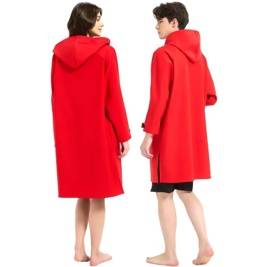 Waterproof Swimming Parka, Windproof Fleece Lined Surf Poncho Coat, Water Resistant Oversized Jacket for Swimming