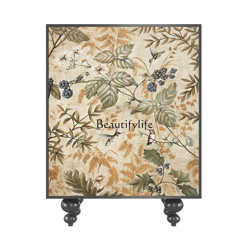 

*American retro simple household solid wood shoe cabinet multi-functional entrance cabinet