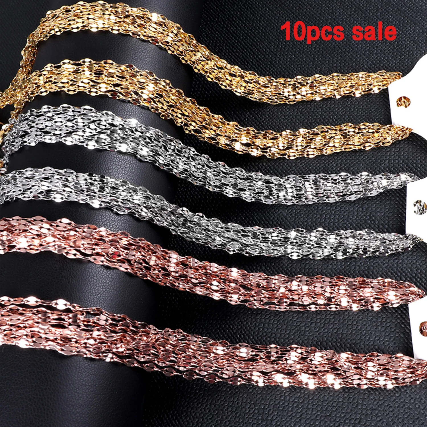 

ASON 10pcs/lot Wholesale 2MM Wide Gold Plated Stainless Steel Chains Necklaces Pendant Accessories Colliers Waterproof Jewelry