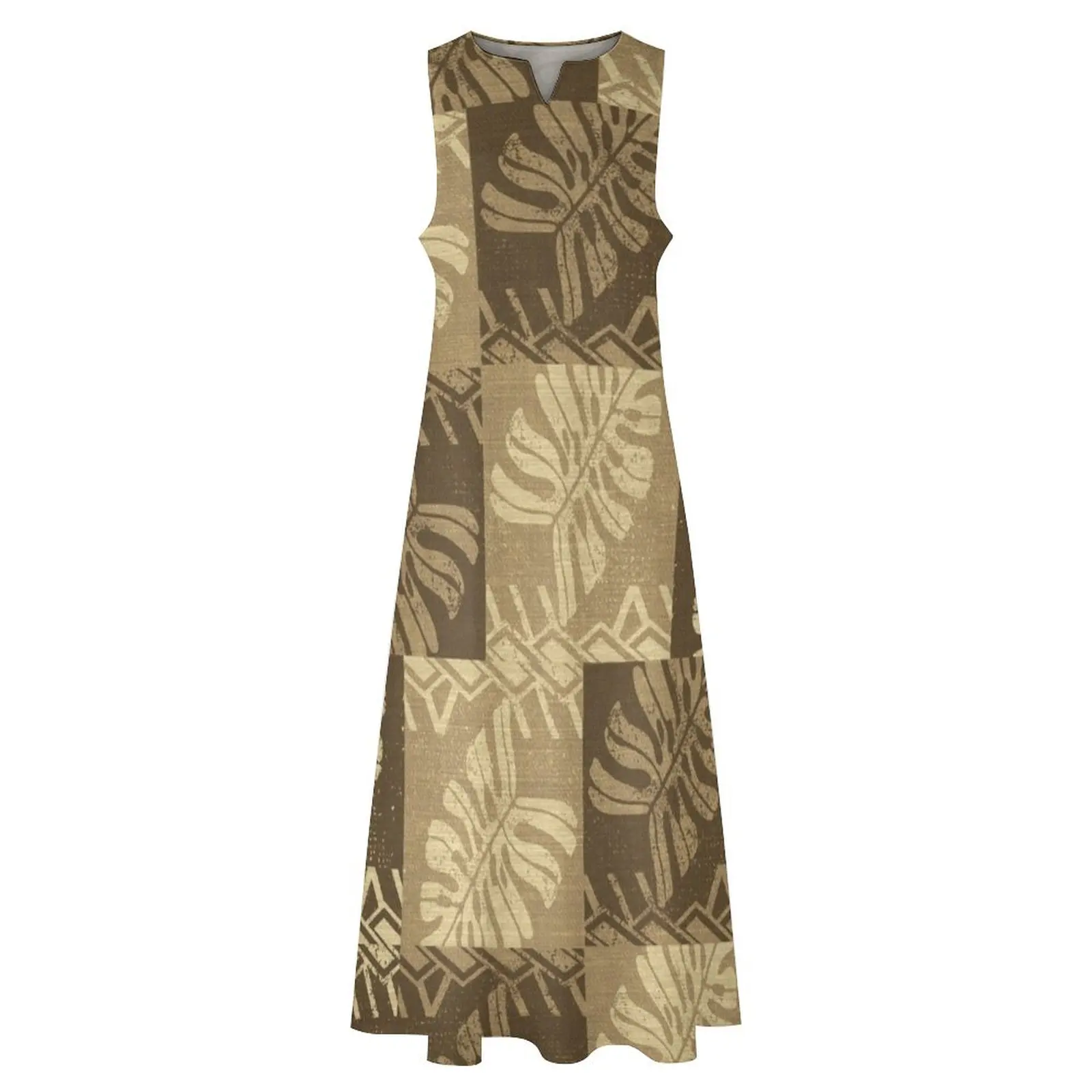 Robe longue à imprimé de feuilles tropicales samoanes vintage pour femmes, robes de soirée pour femmes, vêtements validés