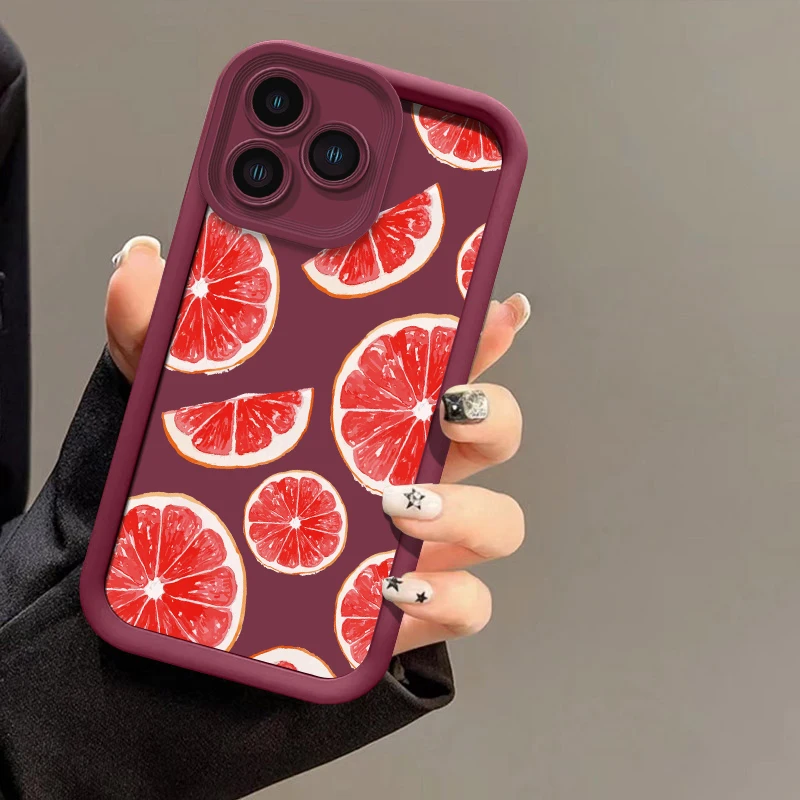 حافظة هاتف ناعمة لهاتف Xiaomi Poco M7 4G M6 Plus M5S M4 C55 C51 C50 C40 C31 M3 Pro M2 C65 C61 غطاء نمط الفاكهة والخوخ والبرتقالي