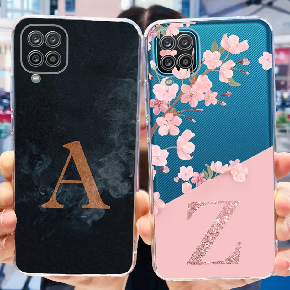 For Samsung Galaxy A12 Case Stylish Letters Back Cover Soft Silicone Phone Case For Samsung A12 M 12 Galaxy M12 F12 Fundas Coque