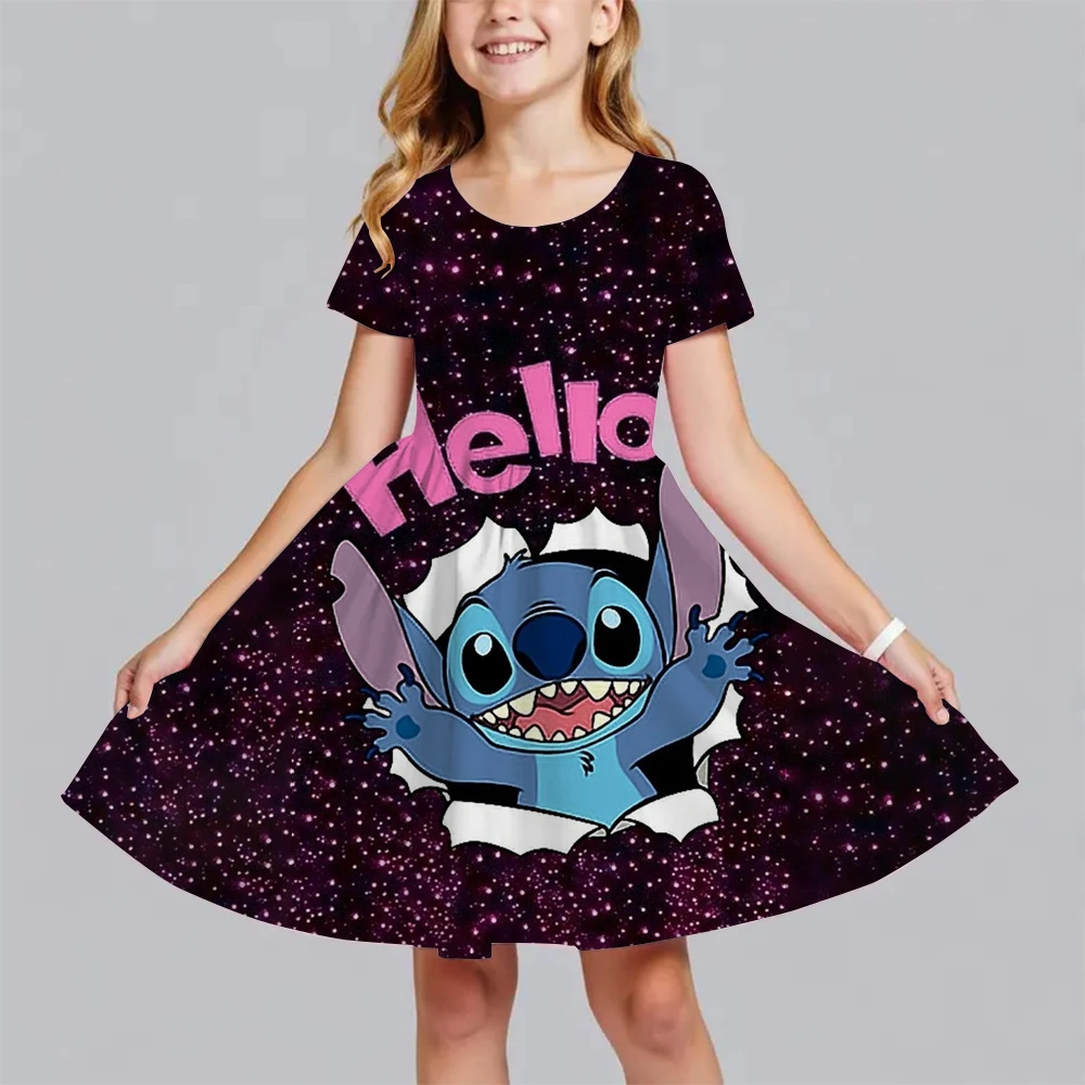

2025 Girls' Dress Princess Children's Clothing Cartoon Knitted Print Summer Fashion Summer Casual Dress