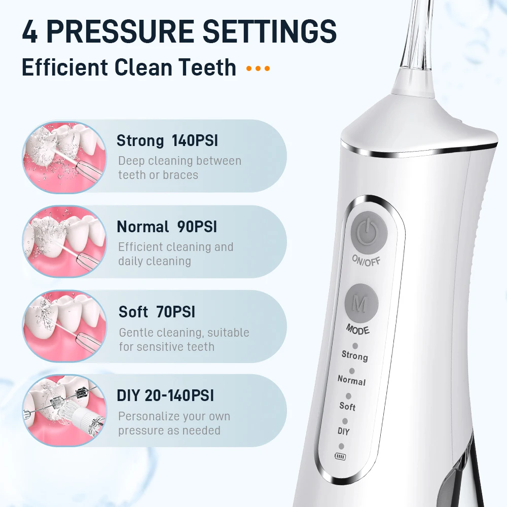 Schoben Original Electric Oral Irrigator Dental Water Flosser 1400 Times/Min Portable Teeth Flusher Water Pick Tooth Cleaner