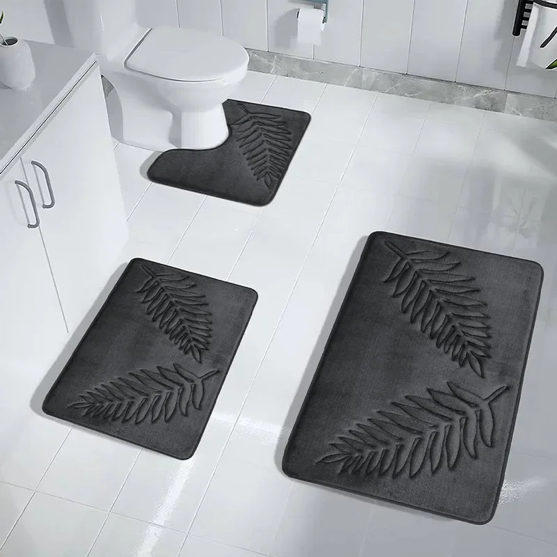 1PC Leaf Patterned Bathtub Mat with Simple Embossed Design, Suitable for Use As A Water Absorbing Toilet Mat in The Bathroom