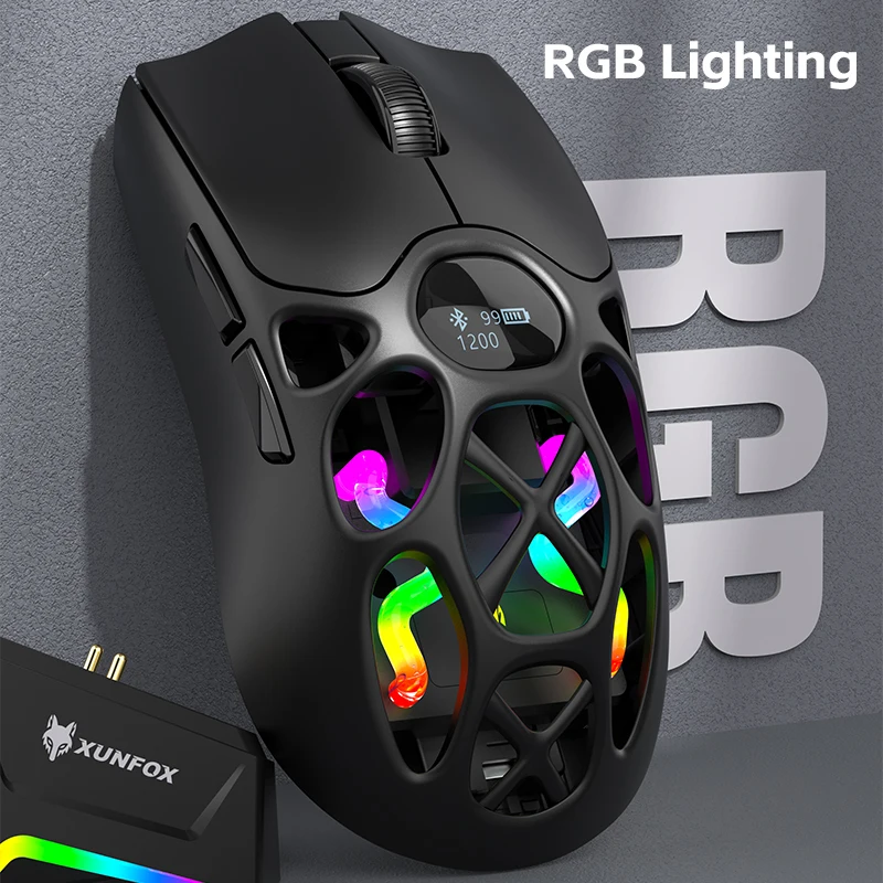 XUNFOX Wireless 2.4g Mouse Lightweight Competitive Game Mouse Charging Bluetooth Three-mode 1K Return Rate 12000DPI Computer