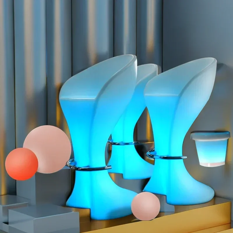 Silla de taburete iluminada con LED de estilo para muebles de bar con mesa de iluminación LED y juego de sillas