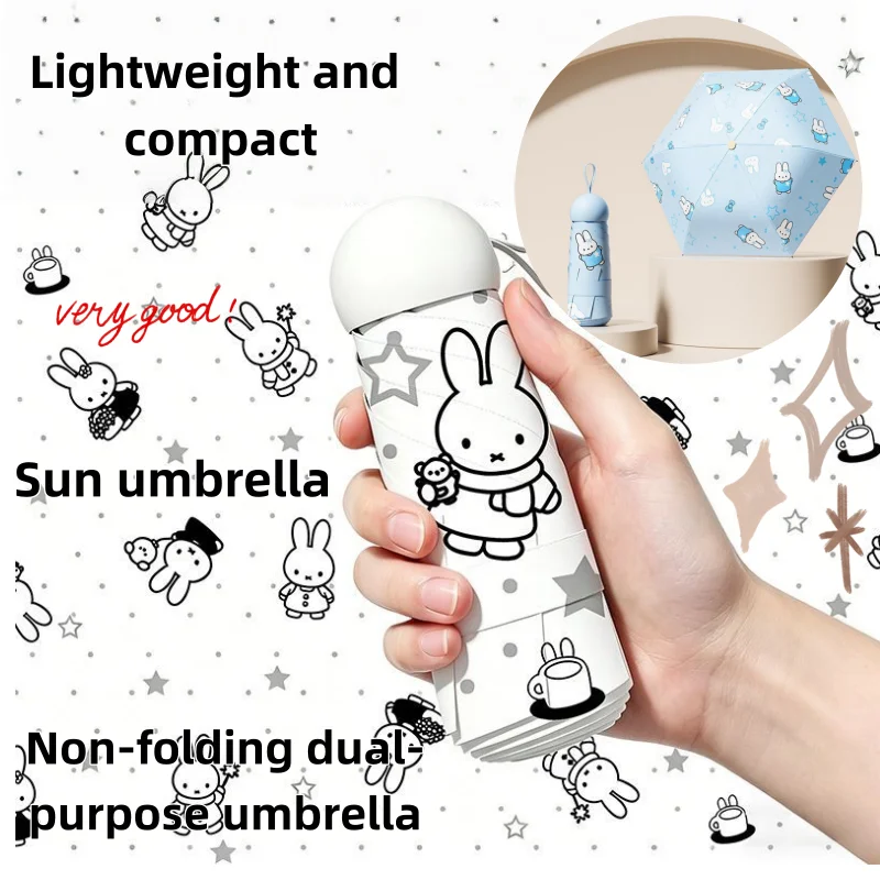 

Miffy Mini 5-Fold Sun Umbrella, UPF50+ UV Protection, Compact Pocket Size, 2-in-1 Rain & Sun Parasol for Women