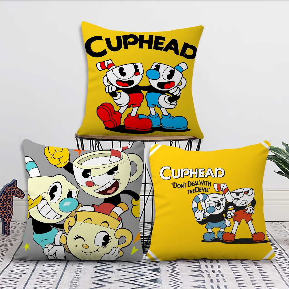 Cuphead Comfortable Pillow Case  Cushion Cover Suitable for Home Living Room Sofa Room Decoration