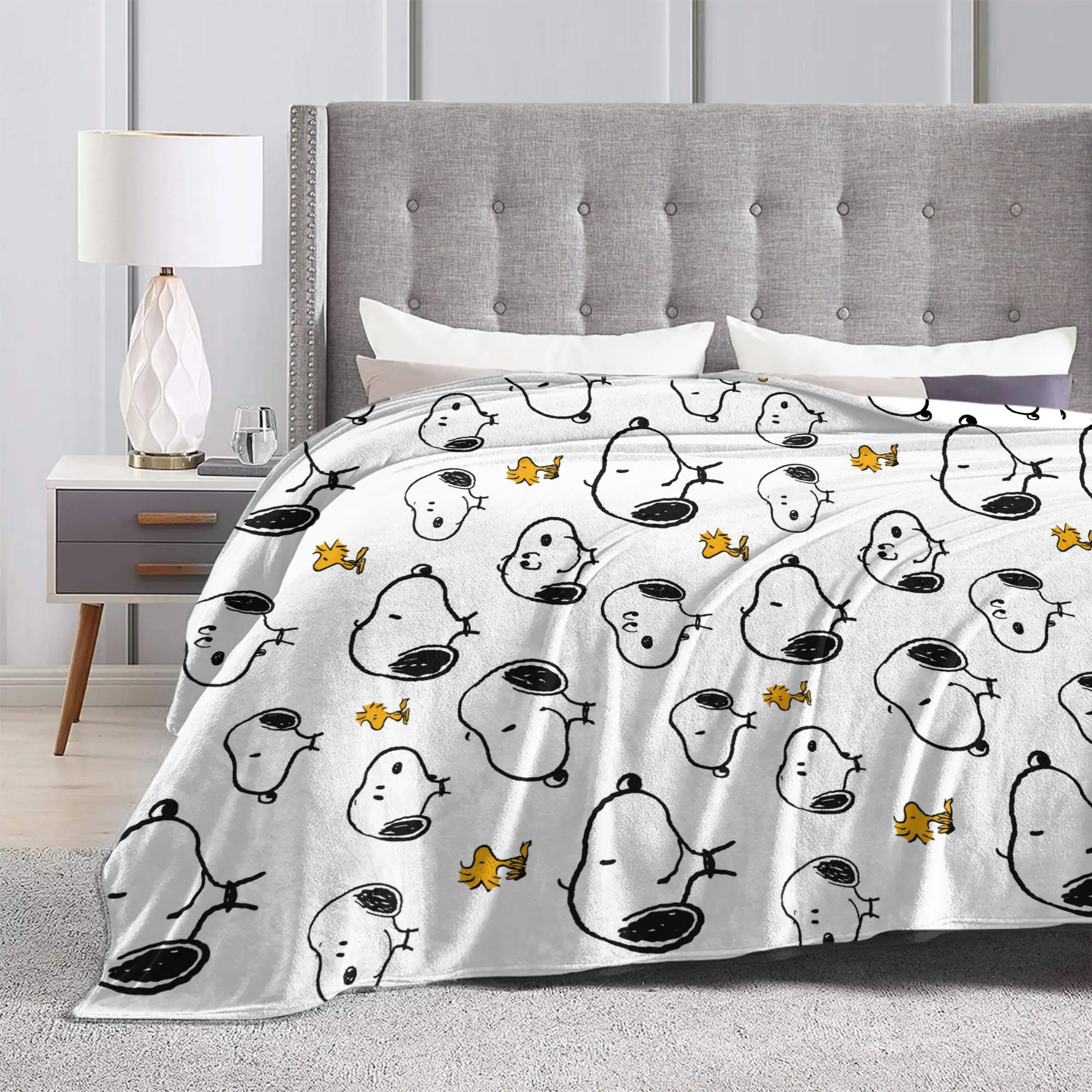 Snoopys & Woodstock Pattern Blankets  Fleece Funny Soft Throw Blankets for Bedspread  Winter