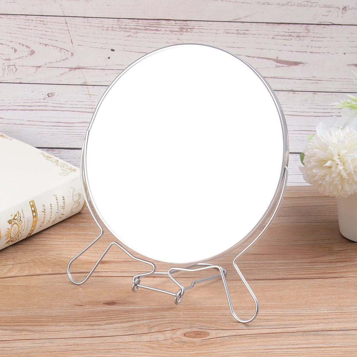 2 Stück doppelseitiger Make-up-Spiegel, 20,3 cm, Metall, Glas, 360 Grad drehbar, verstellbar, Kosmetikspiegel für Badezimmer, Theke, Schreibtisch